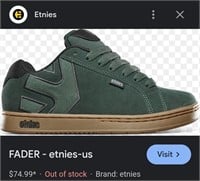 Etnies Men's Fader Green/Gum Low Top Sneaker