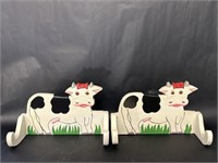 Carved Wood Cow Paper Towel Holders