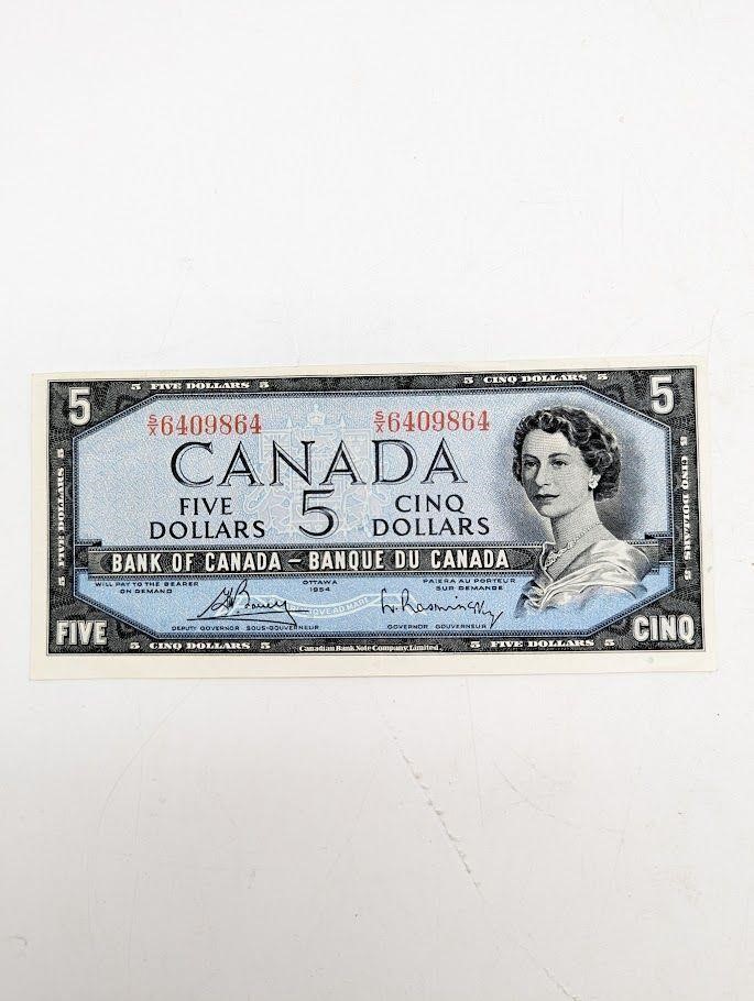 1954 Canadian 5 Dollar Bill Mint Condition