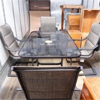 Steel Outdoor Patio Dining Set W/Glass Top Table,