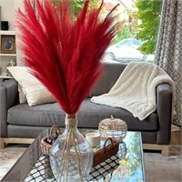 Tall Faux Pampas Grass  Ruby Red Custom Color  Han