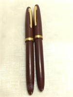 (2) Sheaffer's 14k Nib Burgundy Fountain Pens