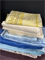Vintage bed sheet lot blue yellow