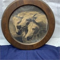Wood frame Round horse picture