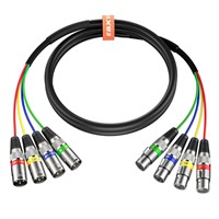 EBXYA 3 Ft XLR Snake Cables 4 Colored  4-Channel M