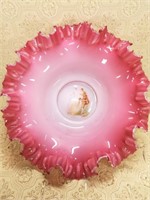 Transferware Pink & White Ruffle Top Bowl