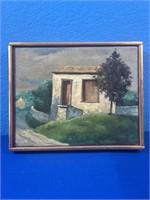 Crowell, Lucius House Aside Road Oil Painting
