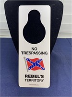 Confederate flag no trespassing doorknob hang