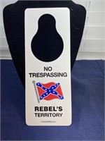 Confederate flag no trespassing doorknob hang