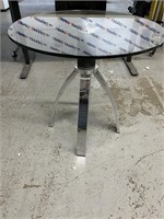 Silver Legged Glass Top Round Table