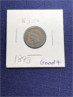 1893 Indian head penny coin