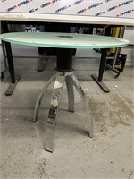 Opaque Glass Round Top Table w/ Silver Legs