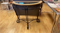 Wooden metal and glass occasional table, 37 “