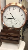 Large Coppertone framed clock with humidity and
