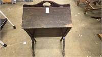 Antique wooden sewing box/magazine holder on legs