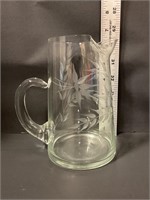 Etched glass pitcher