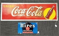 2 tin advertising signs - Drink Coca Cola - 35" x
