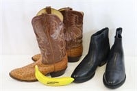 2 Prs. Tony Lama Zip & Ariat Ostrich Cowboy Boots