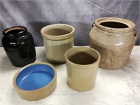 (5) Stoneware Bowls, Jugs, Etc.