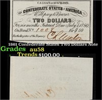 1861 Confederate States Two Dollars Note Grades Ch