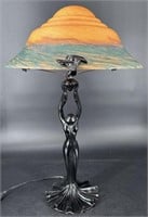 Beautiful Antique Bronze Nude Lady Art Deco Lamp