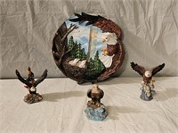 Bald Eagle Wall Thermometer and Figurines