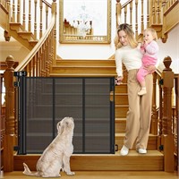 Reinforced Retractable Dog Gate for Stairs 55 Inch