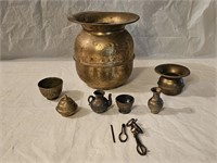 Brass Eagle Spittoon and Miniatures