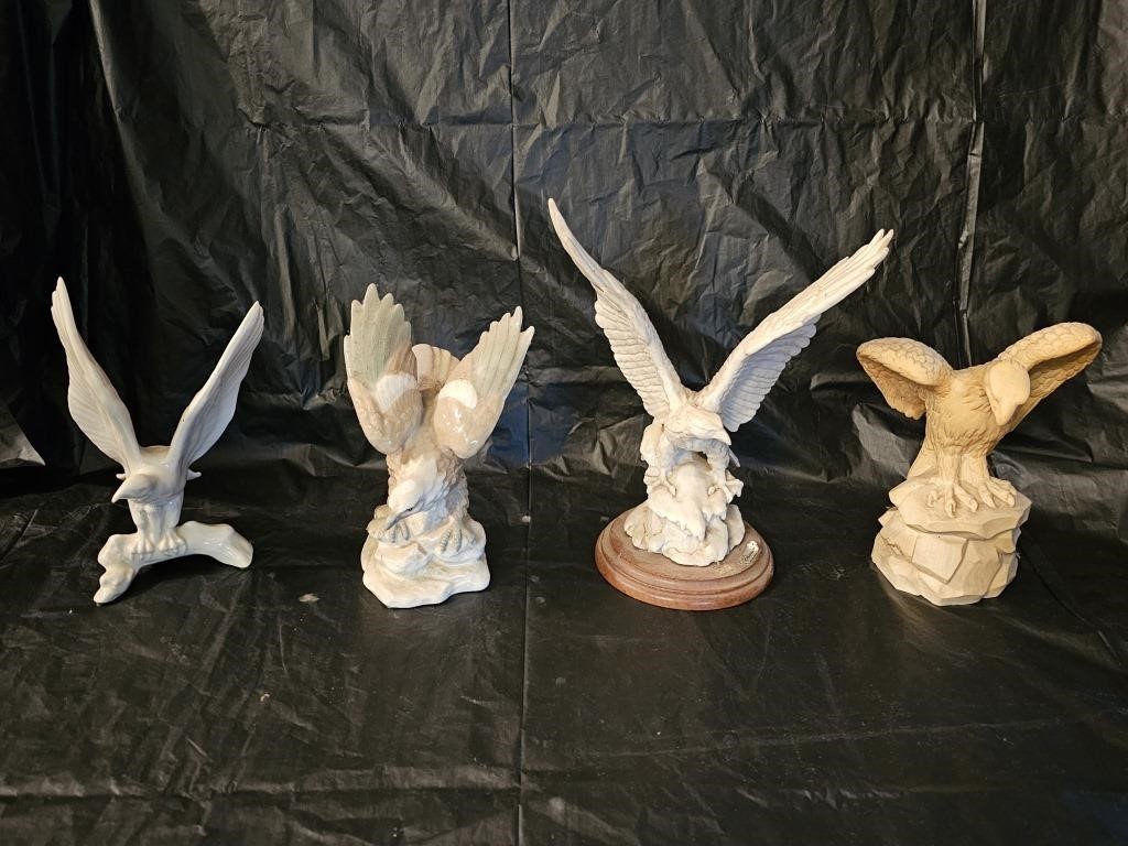 4 Eagle Porcelain and Resin Sculptures