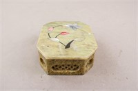 Chinese Stone Carved Inlaid Trinket Box