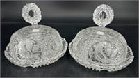 2 Hofbauer Crystal Covered Butter Dishes