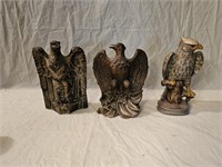 3 Chalk and Ceramic Federal Eagle Sculptures