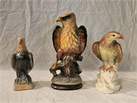 3 Porcelain and Ceramic Eagle Sculptures