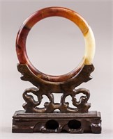 Chinese Two-colored Hardstone Carved Bangle