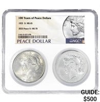 2023 & 1923 Peace  2 Coin Sets BU