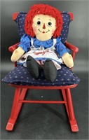 Vtg Raggity Ann Doll In Rocking Chair