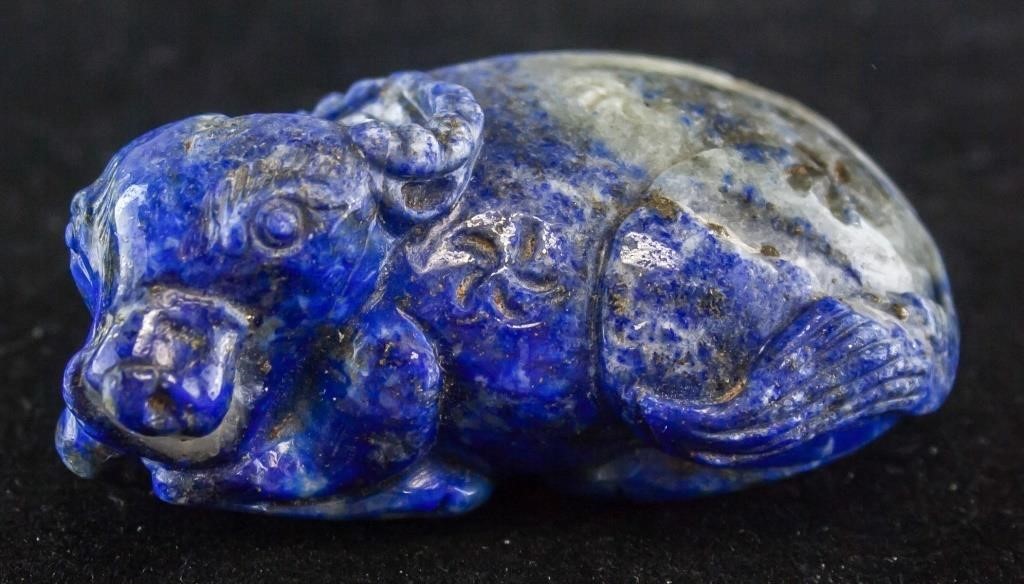 Chinese Lapis Lazuli Carved Cow Toggle