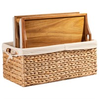 Rossie Home Lap Trays with Basket-Set 17.5-in Brow