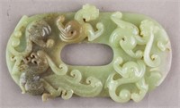 Chinese Green Jade Dragon Carved Toggle