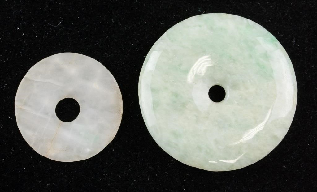 Two Chinese Jadeite and Jade Pendants