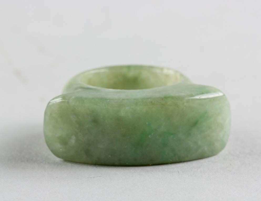 Burman Green Jadeite Carved Archer's Ring