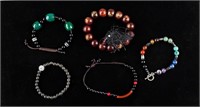 Five Jade and Wood Beads Bracelets