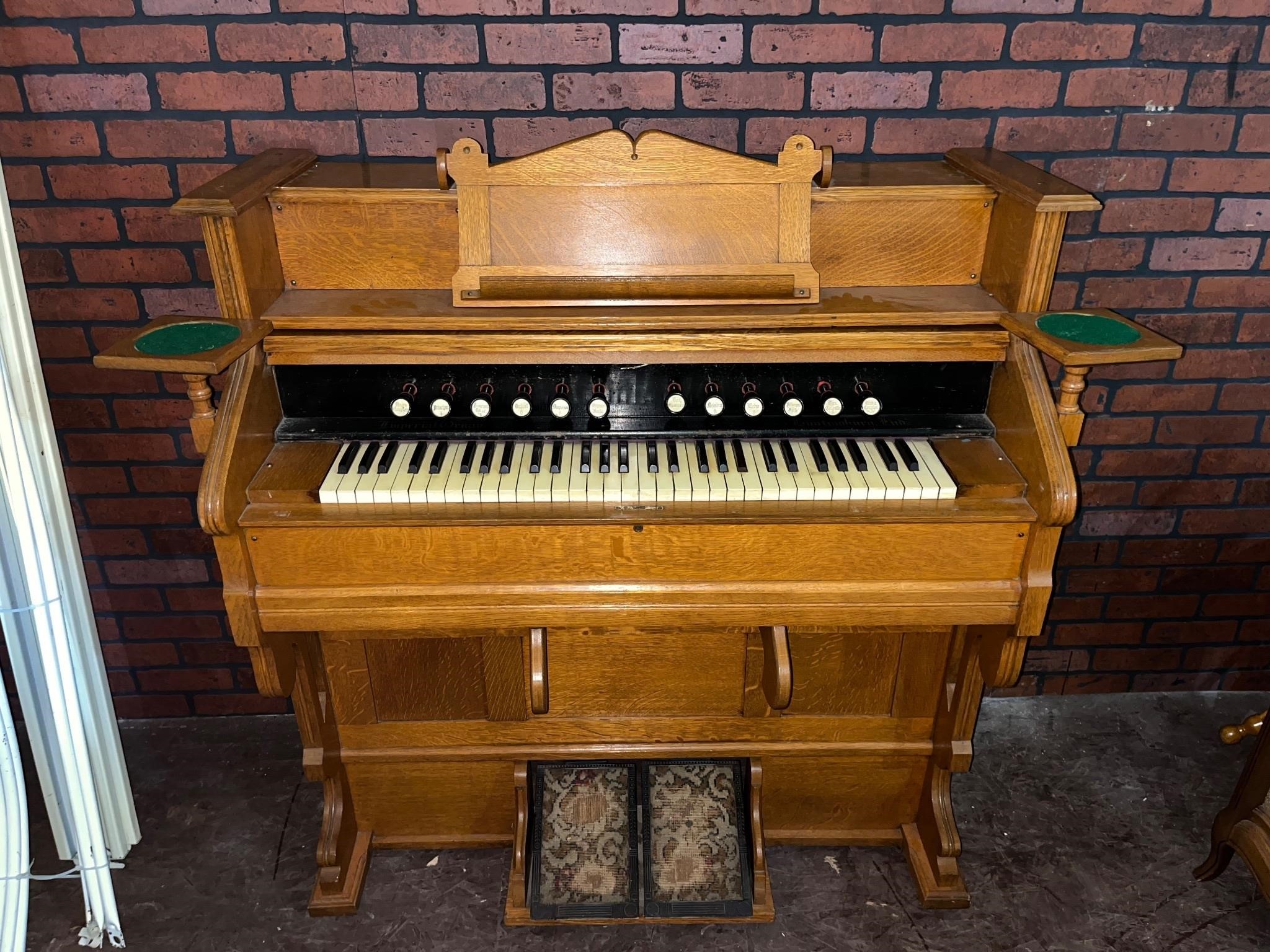 Antique pump organ mirrored top