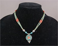 Chinese Semi Precious Necklace with Round Pendant