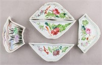 Lot of 5 Chinese Famille Rose Flower Plates