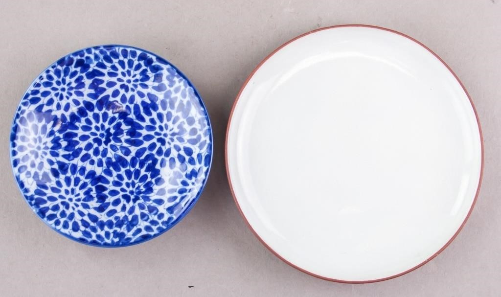 Two Porcelain Blue and White Plates