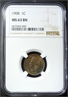 1908 INDIAN HEAD CENT NGC MS-63 BN