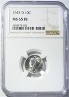 1945-D MERCURY DIME NGC MS-65 FB