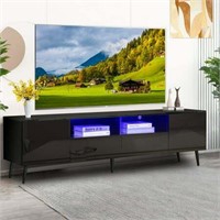 80 TV Stand with LED Lights  PAPROOS  Black