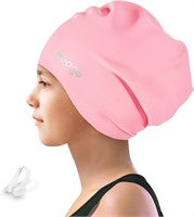 Seago Long Hair Swim Cap for Kids Youth Silicone W